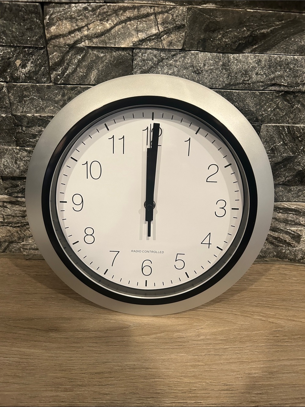 NWT 12” Modern Silver Wall Clock with White Face